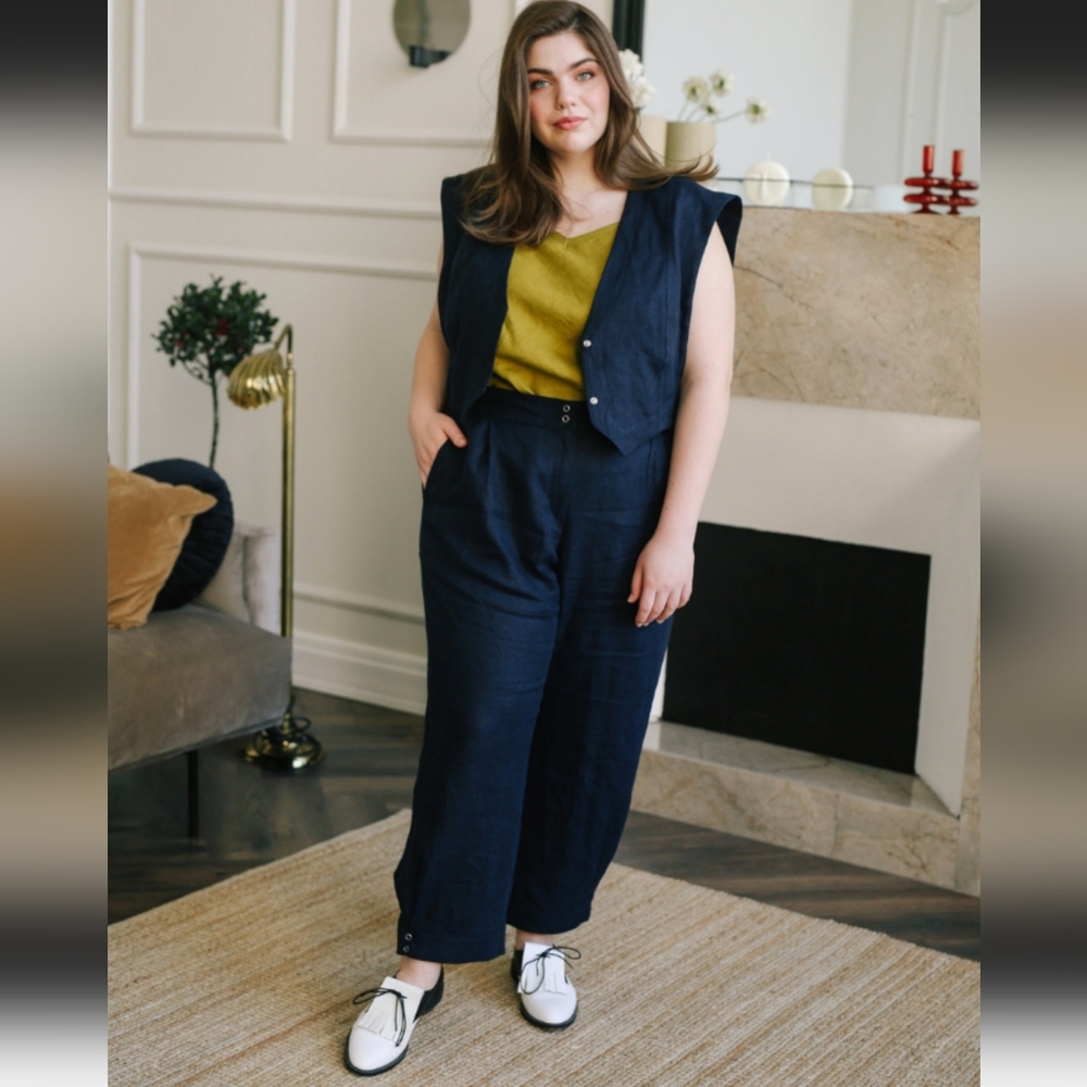 Pavietra Linen Teklya Pants in Chocolate Brown